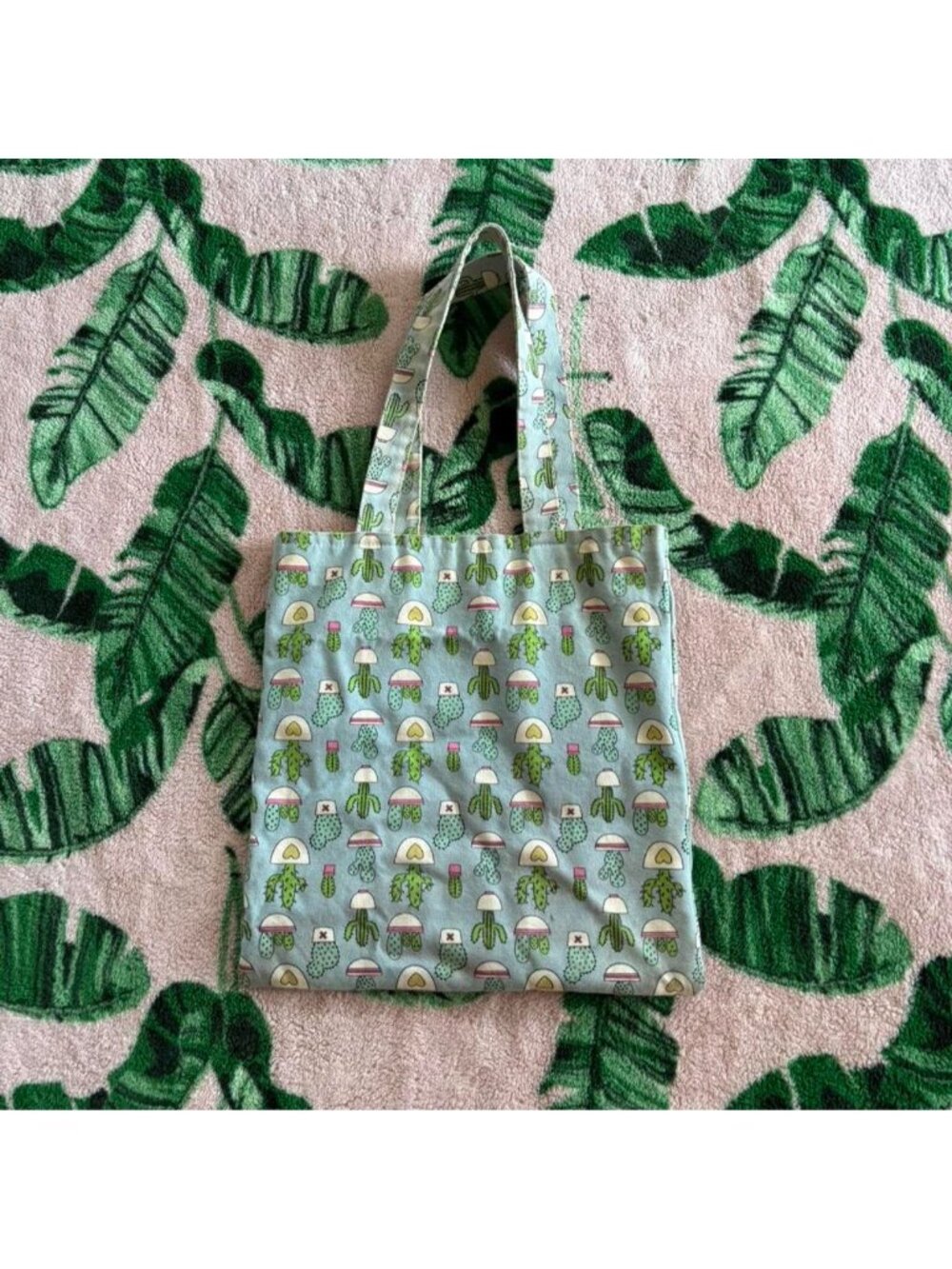 Canvas cactus print tote